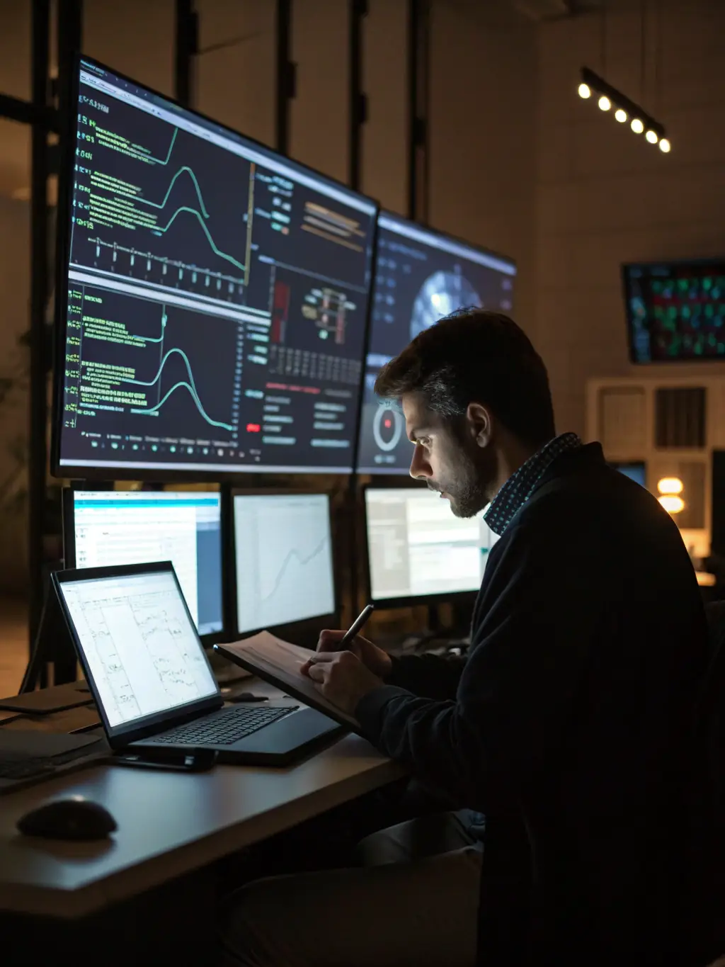 A cybersecurity expert monitoring network traffic and identifying potential threats on a computer screen, representing cybersecurity consulting services.